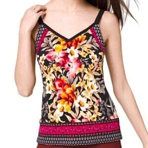 WHITE HOUSE BLACK MARKET WHBM Floral Jersey Printed V-Neck Camisole Top Tank XS